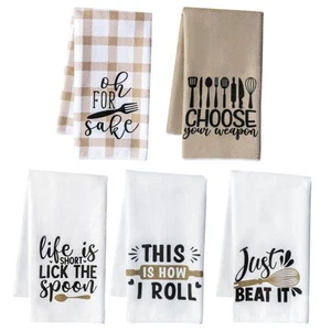5Pcs Funny Kitchen Dish Towel Set Absorbent Quick Dry Cloth Dish Tea Towels R... - Picture 1 of 7