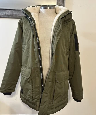 Hollister All Weather Collection Green Sherpa-Lined Hooded Heavy Jacket Medium - Image 1 of 4