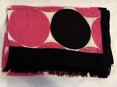 Kate Spade Pink Scarves!  Pink Polkadots With Black Borders! - Image 1 of 4