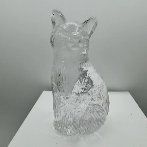 Art Glass Cat Paperweight Clear Glass - Picture 1 of 3