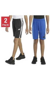 Boy's Adidas 2 Pack Active Shorts Blue and Black Size Large 14 - 16 - Picture 1 of 15