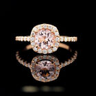 1Ct Simulated Morganite & Diamond Square Halo Engagement Ring Rose Gold Plated