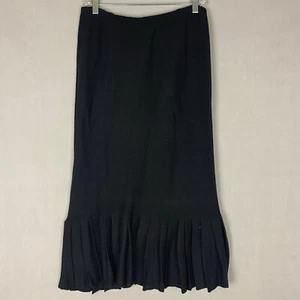 Vintage French Rags Women's Knit Skirt Size Large Black Stretch Flare - Picture 1 of 11