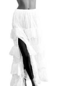 Maxi Skirt Gothic Victorian Punk Pixie Fairy Boho Tulle Layer White Gr.34-44 - Picture 1 of 3
