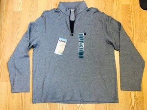 NWT IZOD L Pullover 1/4 Zip 64% Cotton Super Soft Natural Stretch Navy - Picture 1 of 7