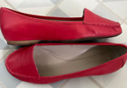 Clarks red leather Gilded Opal flat heel comfort loafer moccasin shoes 5.5 D 39