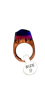 Retro Estate Ring Made of Wood Lavender Purple Lapis? Stone 393313912199 Y2K - Picture 1 of 4