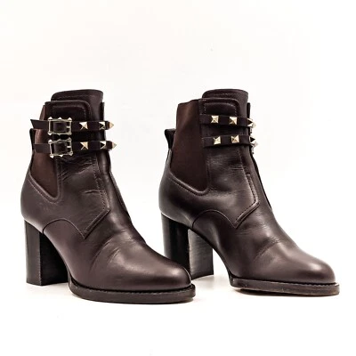 Valentino Garavani Mujeres Rockstud Marrón Piel de becerro Cuero Botines 7US EUR37 Foto 1 de 4