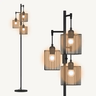 Stehlampe Stehleuchte Standleuchte Leselampe E27 Dimmbar 3 Lichter Wohnzimmer - Bild 1 von 4