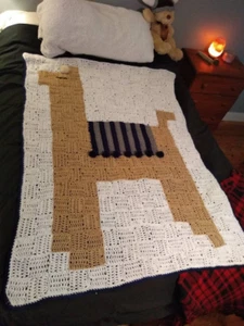 Llama pixel blanket crochet patchwork knit handmade - Picture 1 of 3