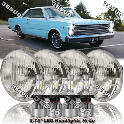 For Ford Galaxie 500 1962-1974-4pcs 5.75" 5-3/4'' Round LED-Headlights HALO — 第 1/4 张图片