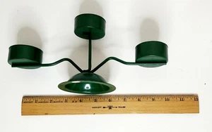 Candle Holder 3 Arm Green with Frosted Glass Covers Country Chic Farmhouse  - Picture 1 of 11