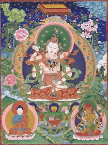 Arte Thangka Tibetano Impreso Giclee Gandhanra - Vajrasattva en Yab Yum - 47.2" - Imagen 1 de 12