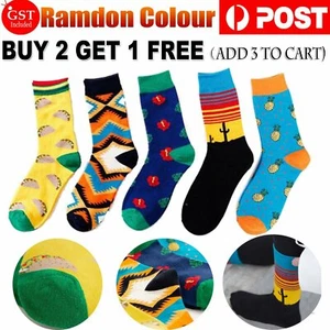 Men's Taco Socks COTTON Happy Novelty Sox Size 7-13 Unisex Fashion Funky AUS - Picture 1 of 12