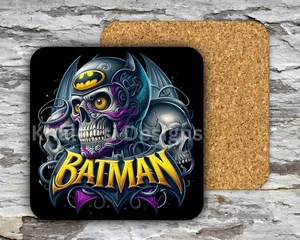 Exclusive DC BATMAN Superhero Skull 05 Hardboard MDF Square Coasters - Picture 1 of 4