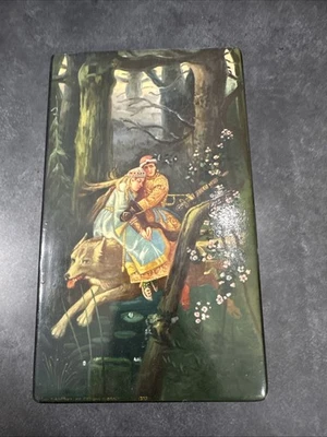 Caja de laca rusa Fedoskino años 50 vintage hecha a mano miniatura Palekh Mstera    Foto 1 de 4