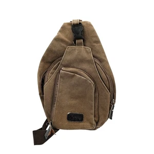 Kalevel Travel Crossbody Backpack/Chest Bag beige Tan Canvas - Picture 1 of 4