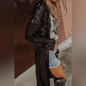 ¡NUEVO! CÁRDIGAN GRANDE SOUTHERN FRIED CHICS plumero real negro - Imagen 1 de 9