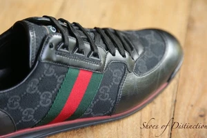 Gucci Ace GG Monogram Schwarz Leder Schuhe Turnschuhe Sneaker Herren UK 7 US 8 EU 41 - Bild 1 von 10