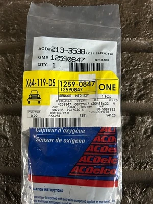 Sensor de oxígeno GM 12590847, Cadillac GMC Chevrolet Tahoe Avalanche Isuzu Saturn Foto 1 de 4