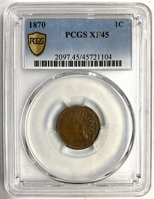 1870 Indian Head Cent, XF45 PCGS (8172) - Image 1 of 3