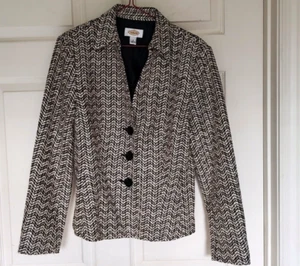 Talbots Tan Brown & Black Ribbon Tweed Lined Button-Down Blazer Jacket 6 - Picture 1 of 9