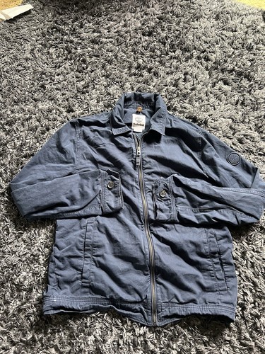 VETEMENTS Abbigliamento da lavoro vintage Timberland giacca con cerniera blu navy