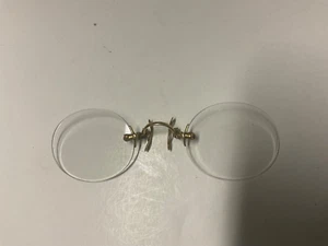 Antike Vintage Nasenklemmung Brillengestell ohne Rahmen mit Metalletui - Bild 1 von 6