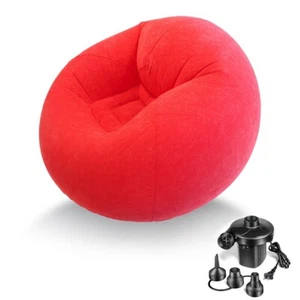Inflatable Beanless Bean Bag Chair Lounge Sofa with Pump - Red - Picture 1 of 9
