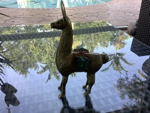 "LLAMA LATÓN Y COBRE CON ROCAS TURQUESAS RUGOSAS GENUINAS 7""" - Imagen 1 de 11