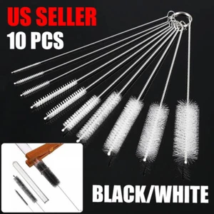 US Nylon Straw Brush Cleaner Bottle Tube Pipe Small Long Cleaning 10Pcs Set - Picture 1 of 12