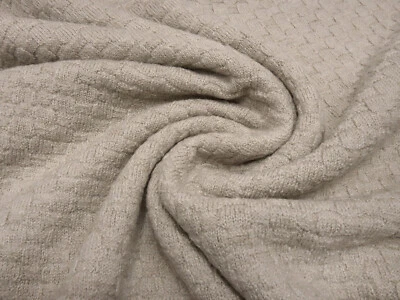 Stoff Ital. Strickstoff 100% Merinostrick Flechtmuster Korb sand hellbeige - Bild 1 von 4