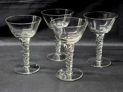 Vintage Haste Torcida 5" Barware Aperitivo Licor Vidro FABRICANTE DESCONHECIDO - Conjunto de 4 - Imagem 1 de 4