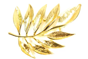 Monet Leaves On Branch Gold Tone Leaf Brooch - Picture 1 of 7
