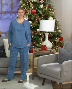 Carole Hochman Interlock Rosebud 3-Piece Lounge Set, Chambray , XS - Picture 1 of 1