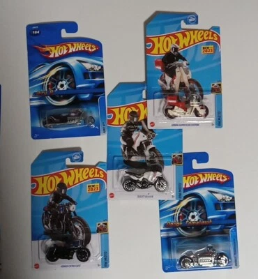 Hot Wheels мотоциклы x 5 Honda CB750, Honda Cub, Ducatti DesertX, Tomahak,... - Изображение 1 из 4