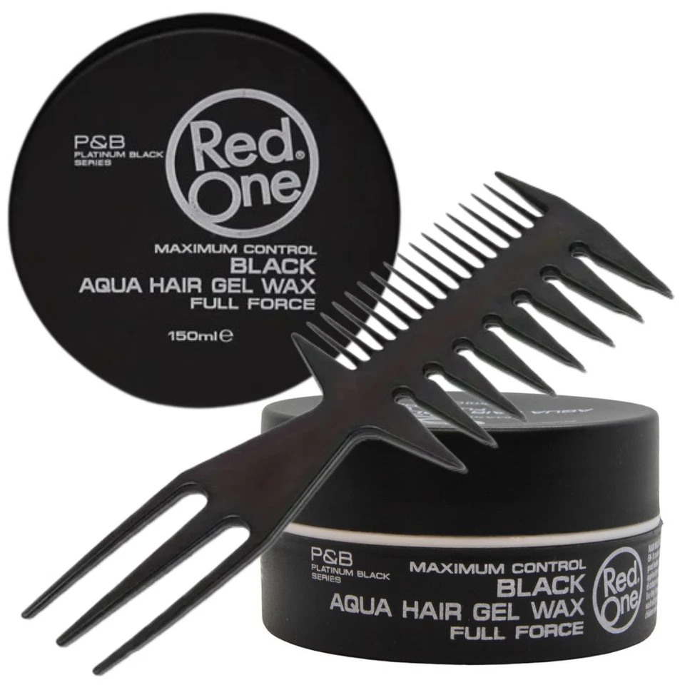 2x RedOne Haarwachs Aqua Wax Black 150ml & Professioneller Kamm für Entwirren
