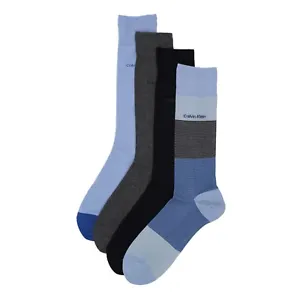 Calvin Klein® Men's 4 Pair Mid Calf Combed Cotton Socks, Multicolor, 7-12 - Picture 1 of 16