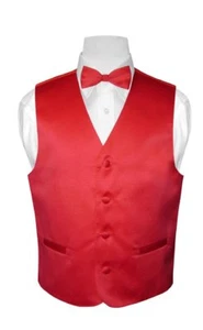 BOY'S Dress Vest and Boys BOW TIE Solid Color BowTie Set for Suit or Tuxedo - Picture 1 of 60