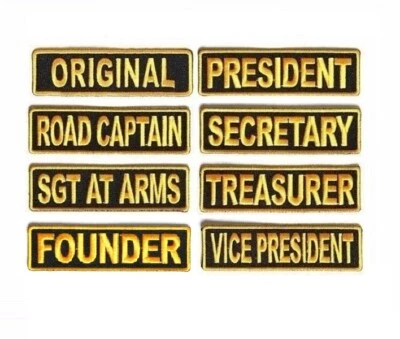 Elige ORO AMARILLO en NEGRO 3.5" x 1" Riding Club Rank hierro en parches Motociclista Foto 1 de 2