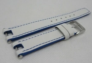 New Baume Mercier 14mm White Blue Leather Strap Stainless Steel Buckle OEM - Picture 1 of 5