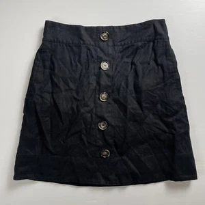 Country Road Skirt Adult Sz 8 Black Organic French Linen With Buttons Women's - Picture 1 of 5