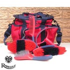 Complete Grooming Kit With Bag by Rhinegold   Soft Touch   Red Blue Grey