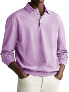 Herren Langarm Fashion POLO Shirt Klassische Casual Baggy Shirts - Bild 1 von 13