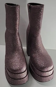 STEVE MADDEN Women's Cobra Mega-Platform Booties Pink Glitter Size 10 Double - Picture 1 of 12