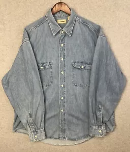 Camisa LL Bean Para Hombres XL Azul Denim Vintage Años 90 Grunge Estilo Nirvana 100% Algodón - Imagen 1 de 18