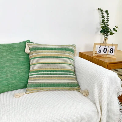 2Pcs 100% Cotton Flax Plain Pillow Case Home Living Room Sofa Pillowcase Cushion - Image 1 of 4