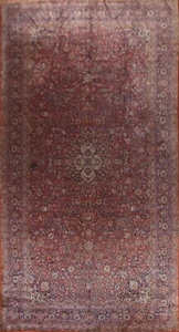 Antique Red/ Navy Blue Ardakan Palace Size Area Rug 11x21 Vegetable Dye Handmade - Picture 1 of 12