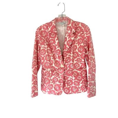 Blazers Ann Taylor Petites Rosa Blanco Estampado Floral Madura Sencillo Pecho 4 Mascotas Foto 1 de 4