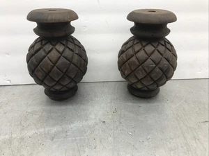 Salvamento Antiguo Madera Caoba (2) Poste Acabado Pierna’s Pies Artesanía. juego de dos - Imagen 1 de 7